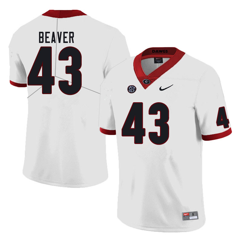 Georgia Bulldogs #43 Tyler Beaver College Football Jerseys Sale-White